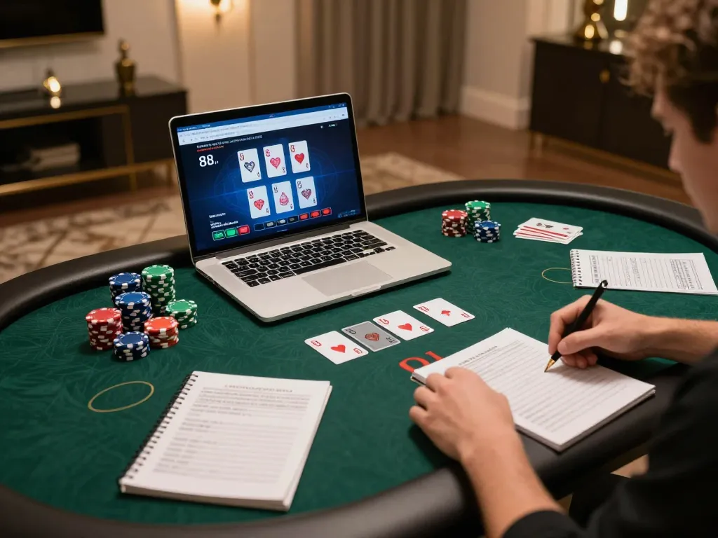 Player engaging with open 88 online casino poker game, emphasizing focused betting strategy.
