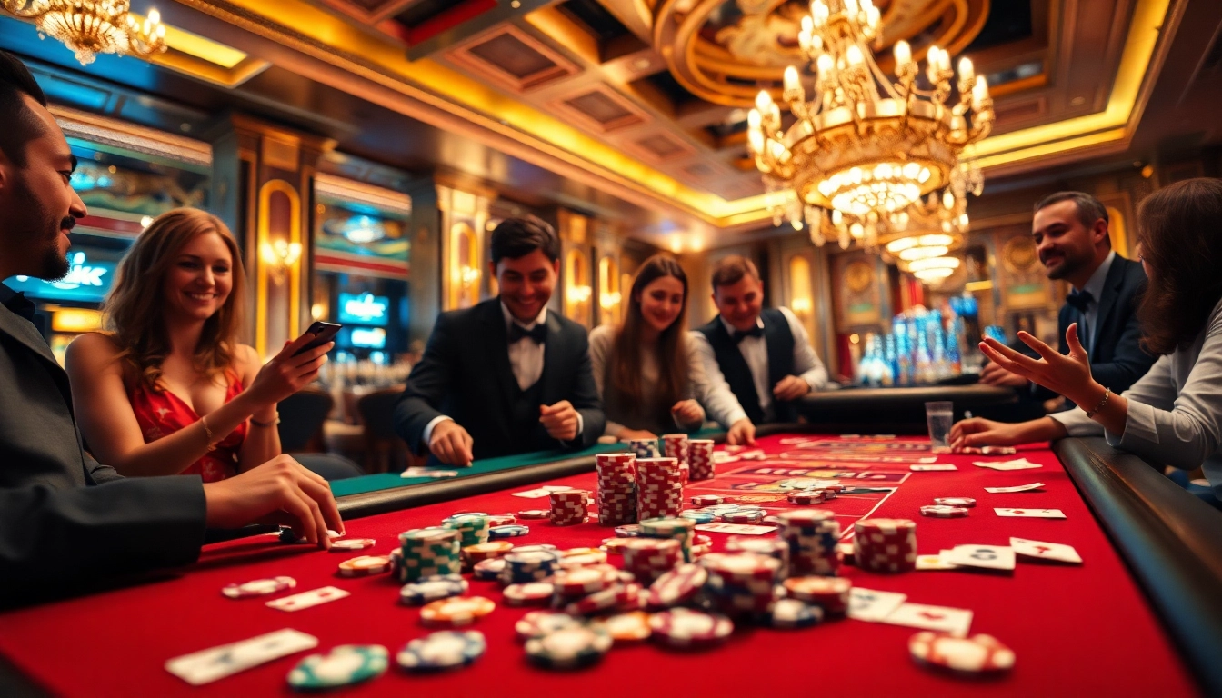 Bei casinospielen kommt Spannung am Spieltisch mit Spielern und einem Dealer auf.