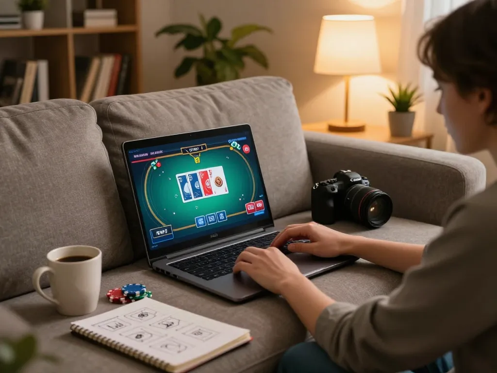 Experience engaging online casino gameplay with gameradar in a cozy home setup