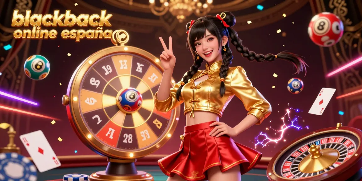 Engage in thrilling blackjack online españa with vibrant 3D illustration featuring table games, cards, and casino excitement.