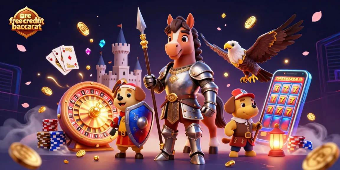 Experience free credit baccarat with a vibrant casino scene featuring dynamic characters and thrilling game elements.