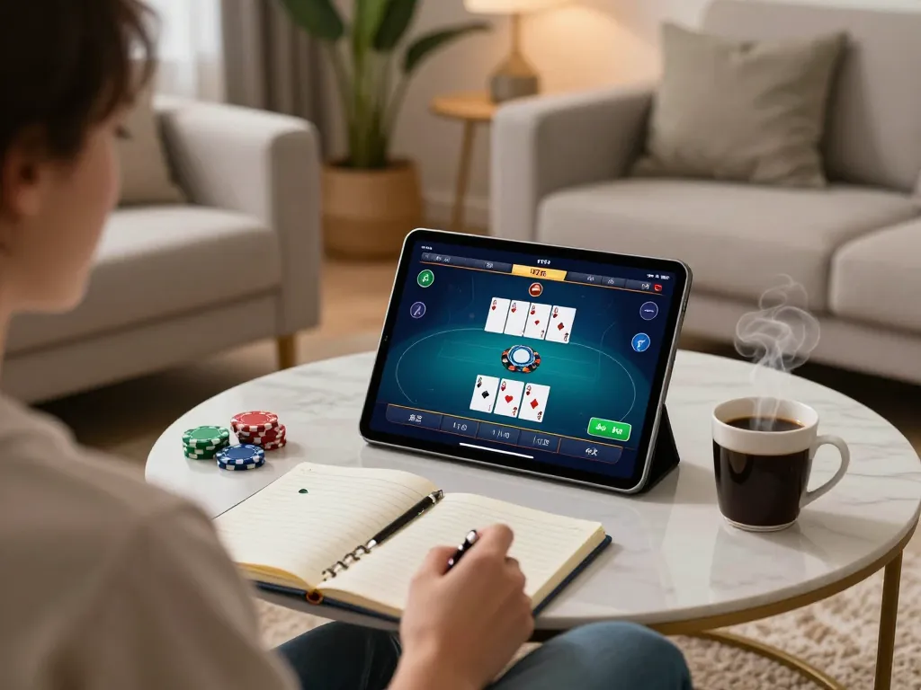 Navigating strategic online poker gameplay on tablet at home with NK88 gaming interface