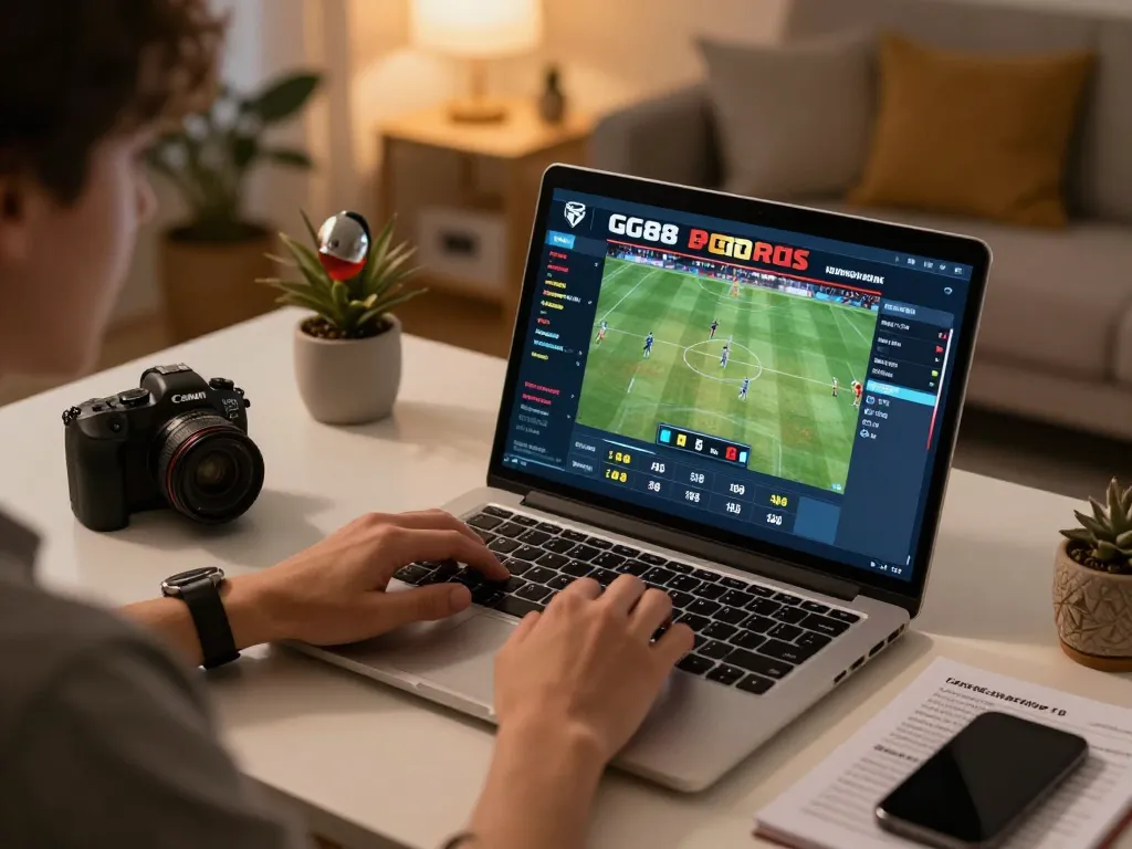 Engaging in GG88 sports betting from a cozy home setup, with focused analysis on live odds.