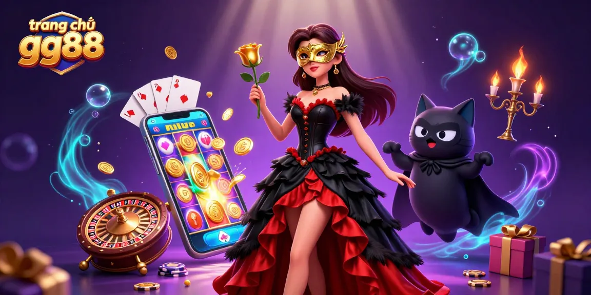 Spin vibrant slot games at trang chủ gg88 with a glamorous backdrop of casino excitement.