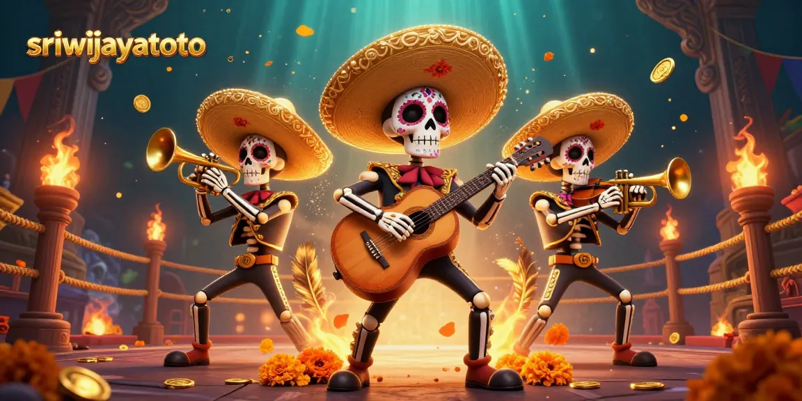 Sriwijayatoto captivates with vibrant mariachi skeletons amidst a dynamic casino scene