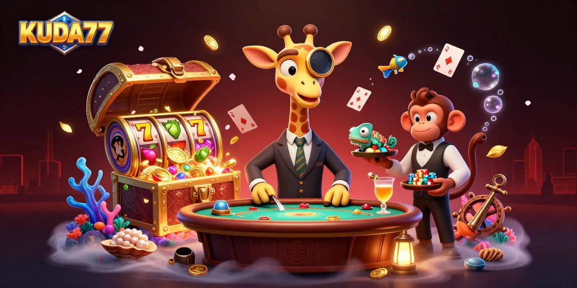 KUDA77 menghadirkan kasino virtual yang meriah dengan gantungan di meja poker.