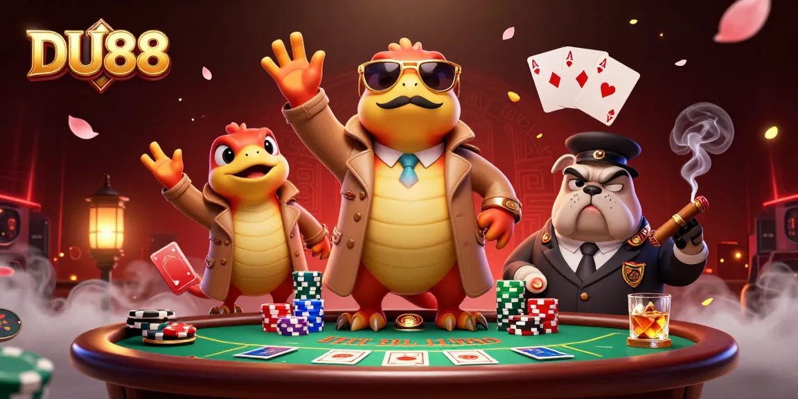 Engage in thrilling gameplay at DU88 with cartoon raptors attempting VIP casino entry.