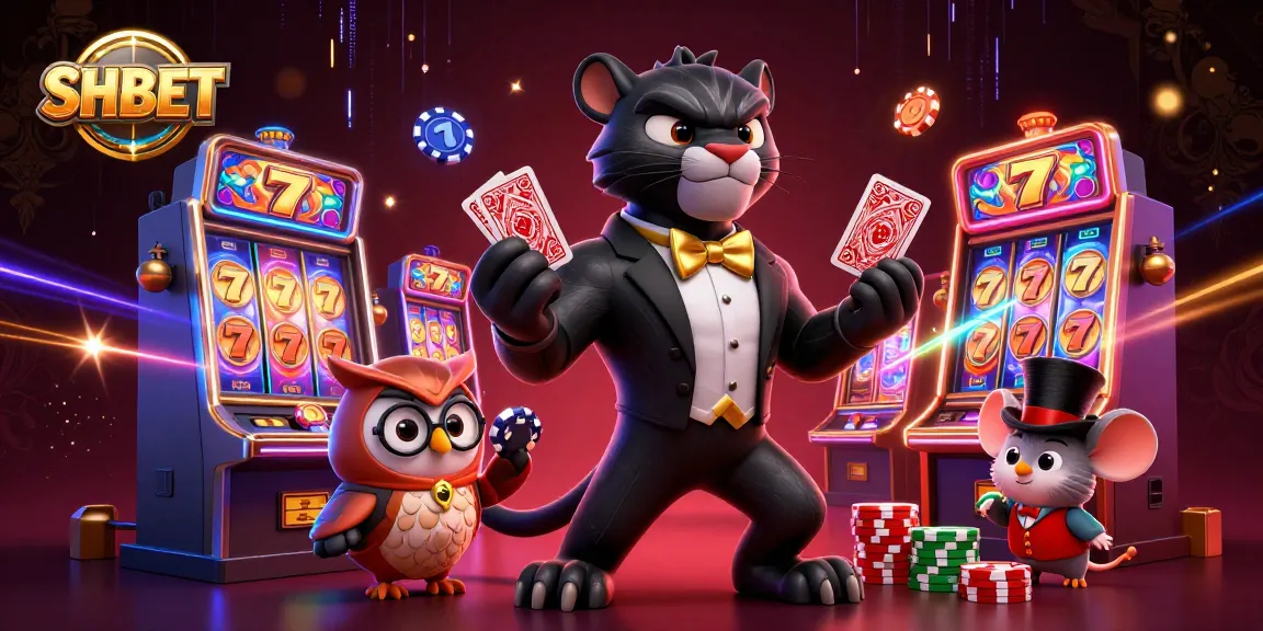 Engage in thrilling bets and win at SHBET with stylish characters in a dynamic casino scene.