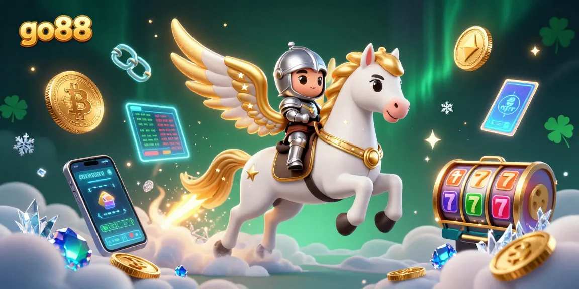 Join the excitement of go88 with a vibrant 3D casino illustration featuring dynamic slot games.