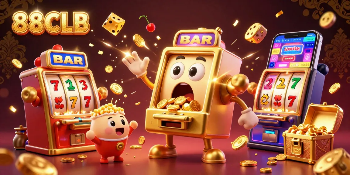 Celebrate wins with the vibrant 88CLB slot machine jackpot scene, showcasing cheerful designs and animated casino elements.