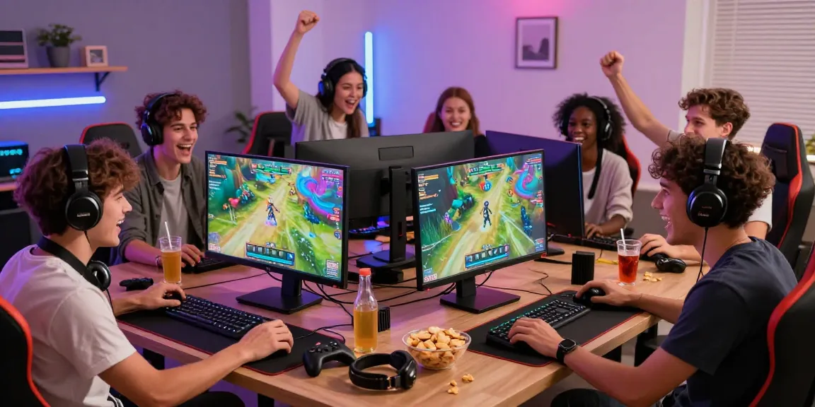 Engaged gamers enjoying a vibrant cika4d online gaming session in a lively atmosphere.