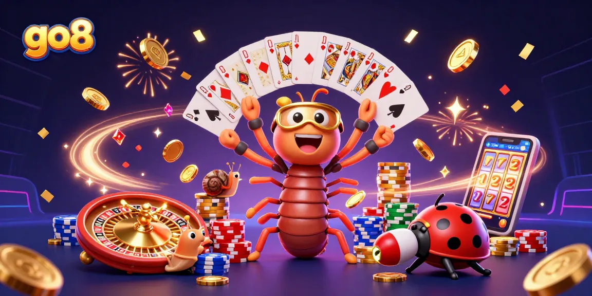 Join the excitement at go8 with a vibrant casino scene featuring 3D characters and lively gameplay elements.