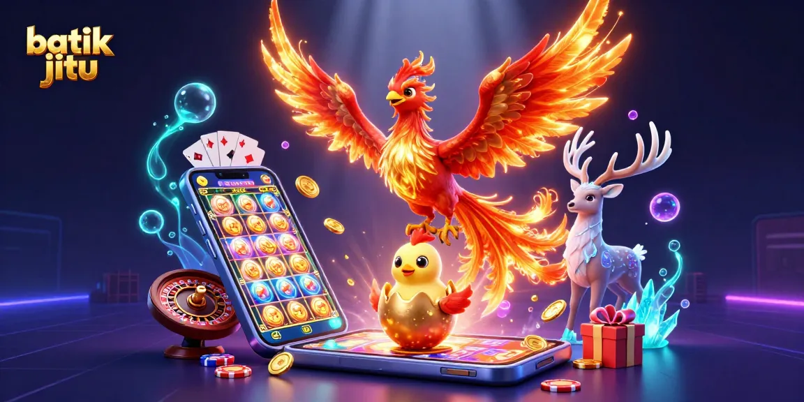 Bermain di batik jitu dengan slot game dan simbol keberuntungan dalam ilustrasi menarik
