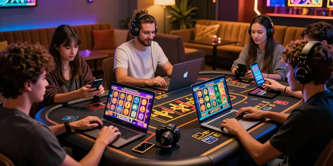 Players engaging with credit card casinos at https://ecpc.org.uk in a lively lounge atmosphere filled with vibrant gaming graphics.
