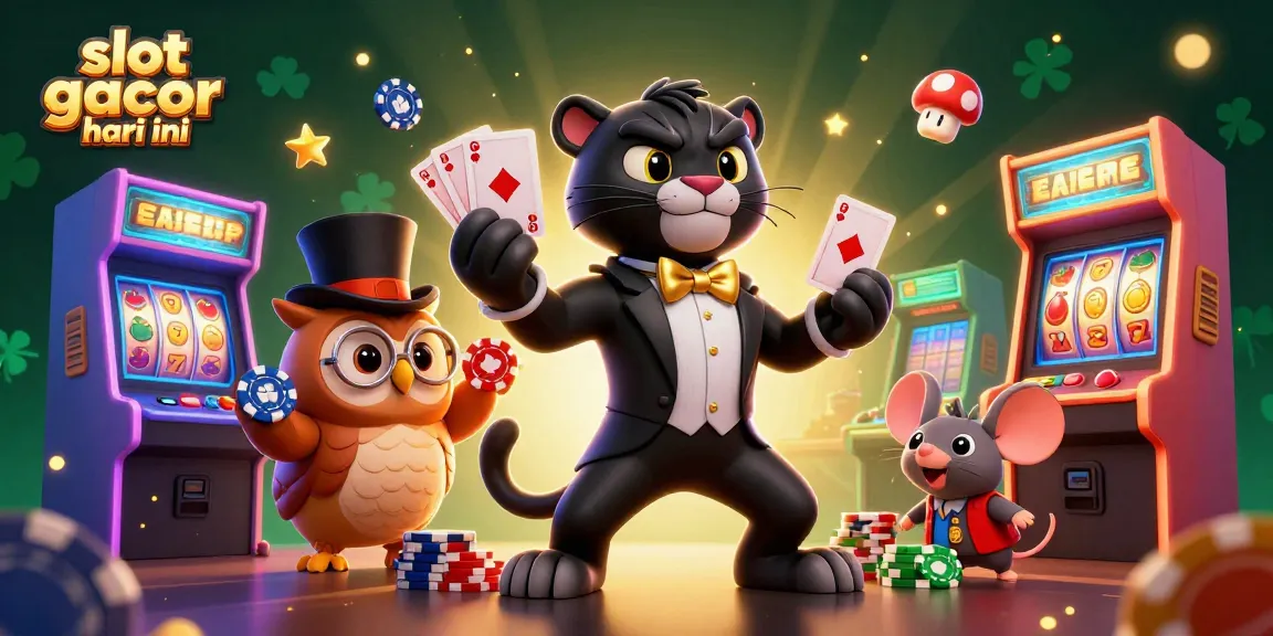 Mainkan slot gacor hari ini dengan karakter menarik dalam ilustrasi kasino 3D yang penuh warna.