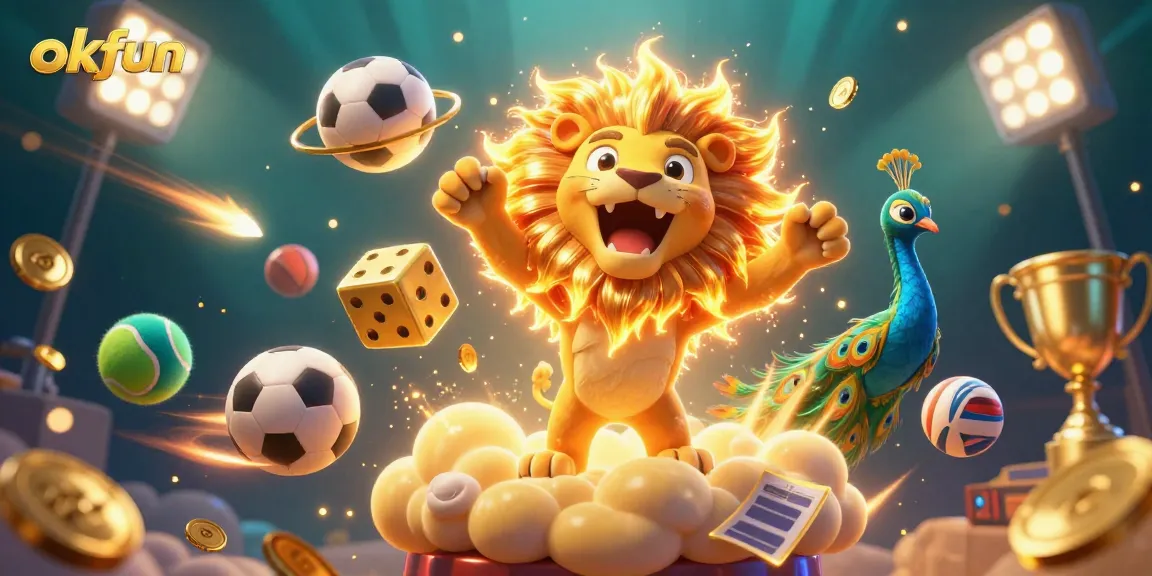 Experience excitement with okfun's dynamic casino games, featuring vibrant elements and lively characters.