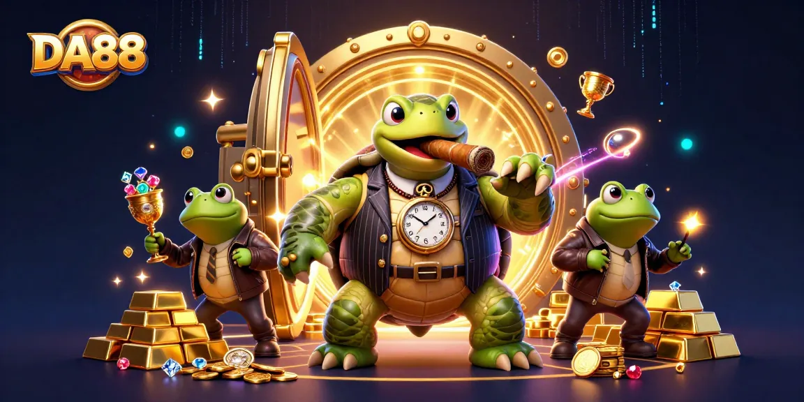 Join the DA88 adventure with a mobster turtle and bullfrog enforcers thriving in a vibrant casino scene.